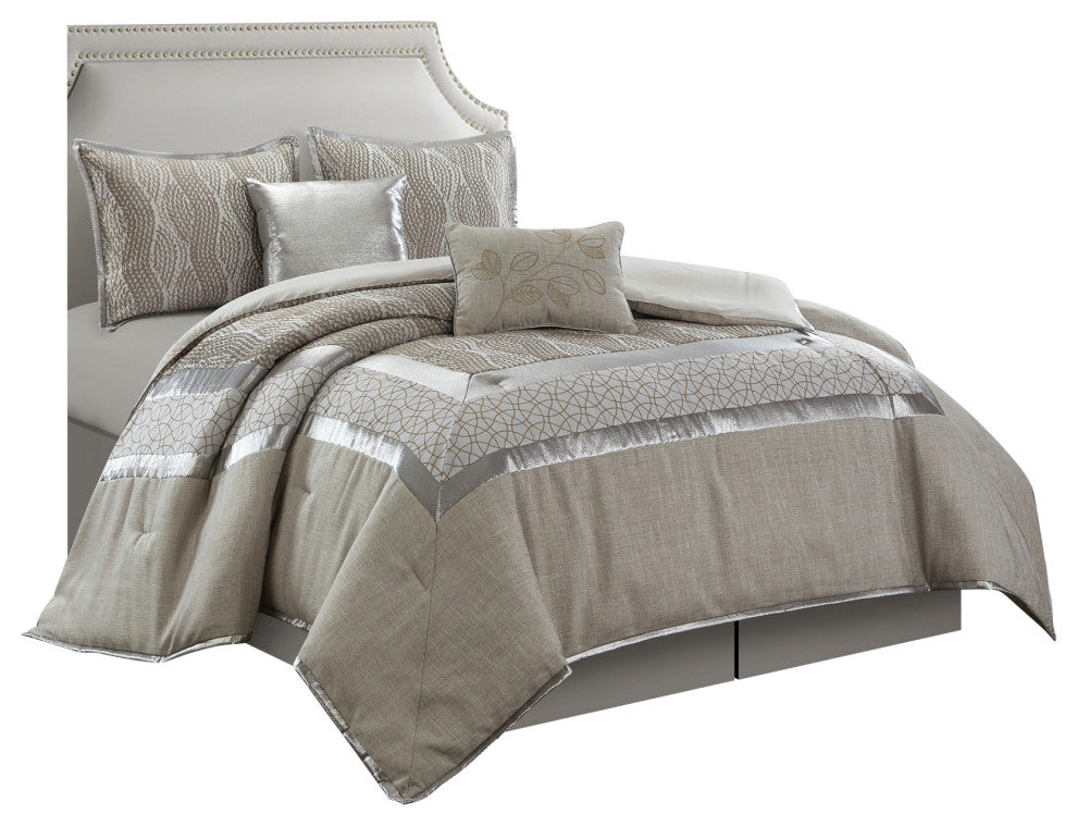 Aurora 6-Piece Bedding Comforter Set, Grey, King