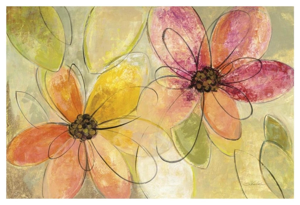 "Neon Floral v2" Digital Paper Print by Silvia Vassileva, 26"x18"