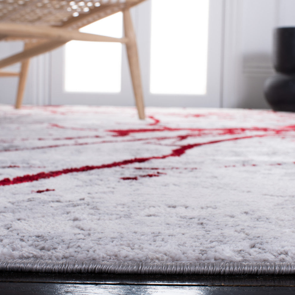 Safavieh Amelia Collection, ALA293 Rug, Grey/Red, 6'7" Square