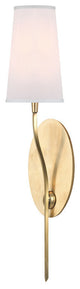 Rutland, One Light Wall Sconce, Aged Brass Finish, White Faux Silk Shade