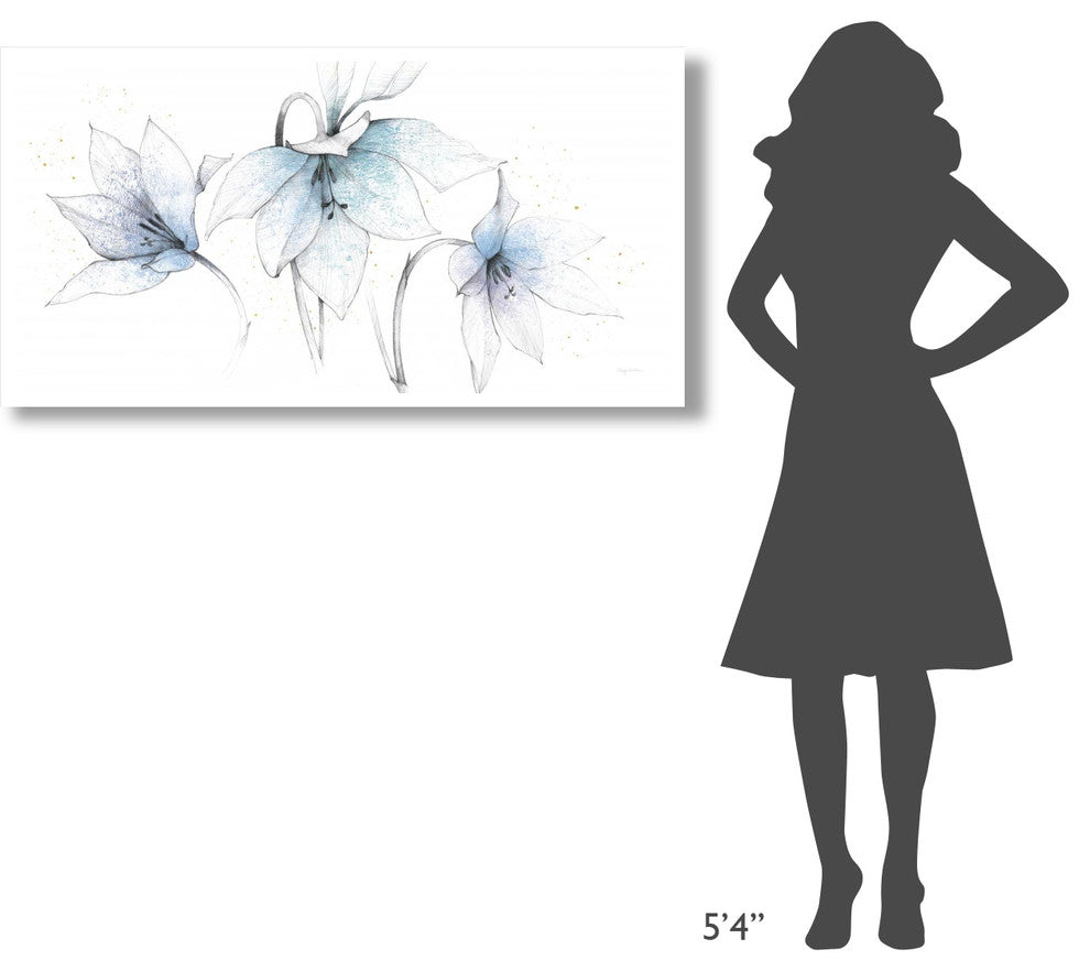 "Blue Graphite Floral Trio" Digital Paper Print by Avery Tillmon, 50"x26"