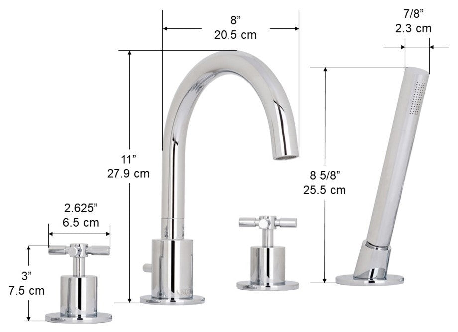 Prima 4 Widespread Bathtub Faucet Set, Chrome