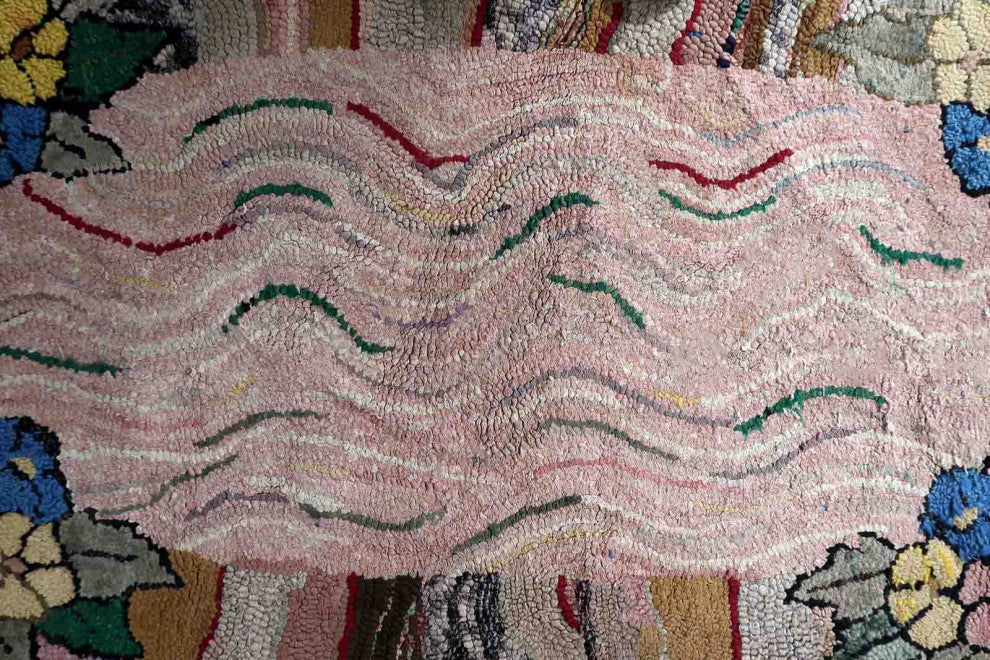 Handmade Antique American Hooked Rug 3.2'x5.7', 100cmx174cm 1880s