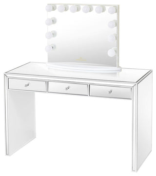 Leah Premium Mirrored Vanity Table, White