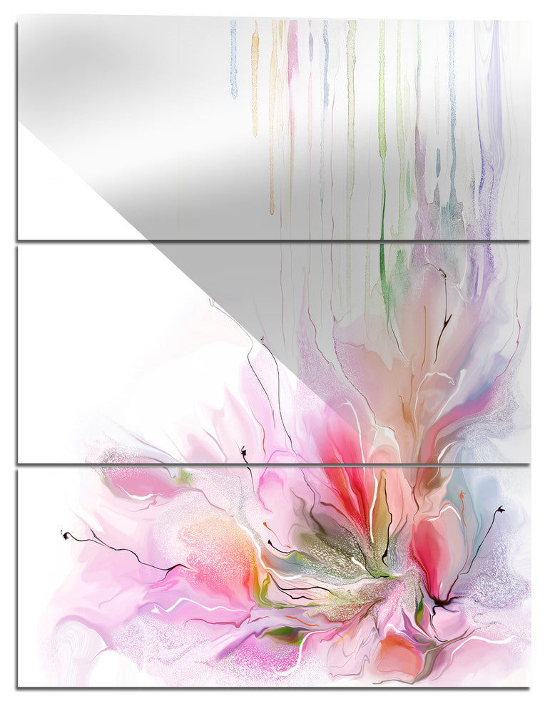 "Floral Composition" Glossy Metal Wall Art, 3 Panels, 28"x36"