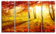 Yellow Red Fall Trees and Leaves, Landscape Canvas Art Print, 48"x28", 4 Panels
