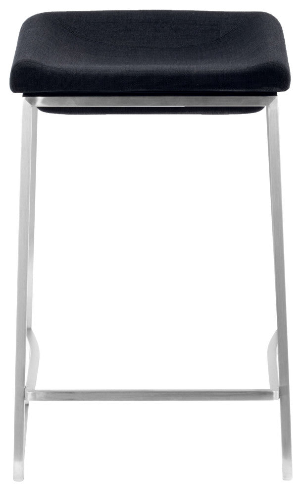 Set of Two Dark Gray and Stainless Indented Counter Stools