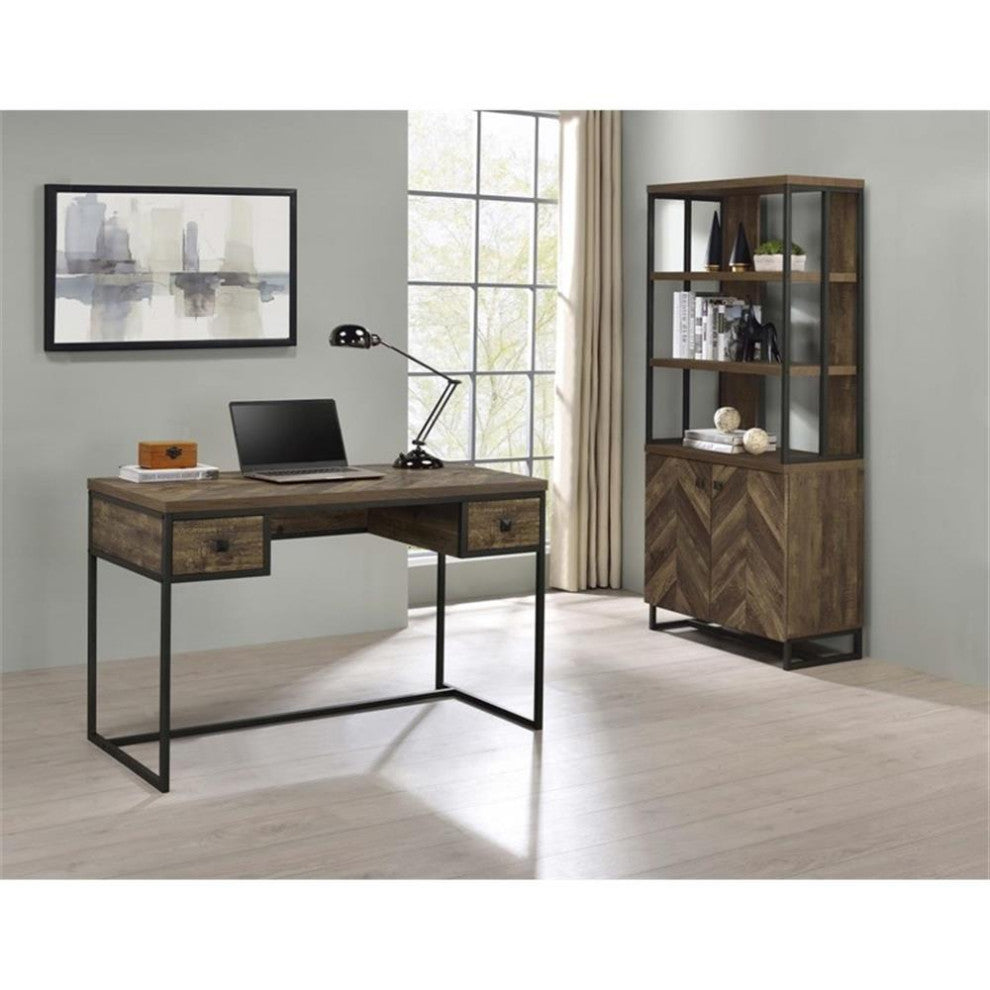 Coaster Millbrook 2-door Wood Bookcase Rustic Oak Herringbone and Gunm