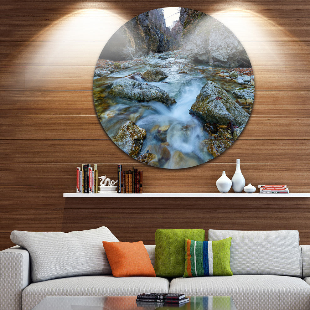 Blue Water In River, Landscape Photography Round Wall Art, 38"