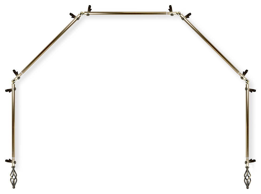 Vinci 13/16" 5-Sided Bay Window Curtain Rod, Antique Brass