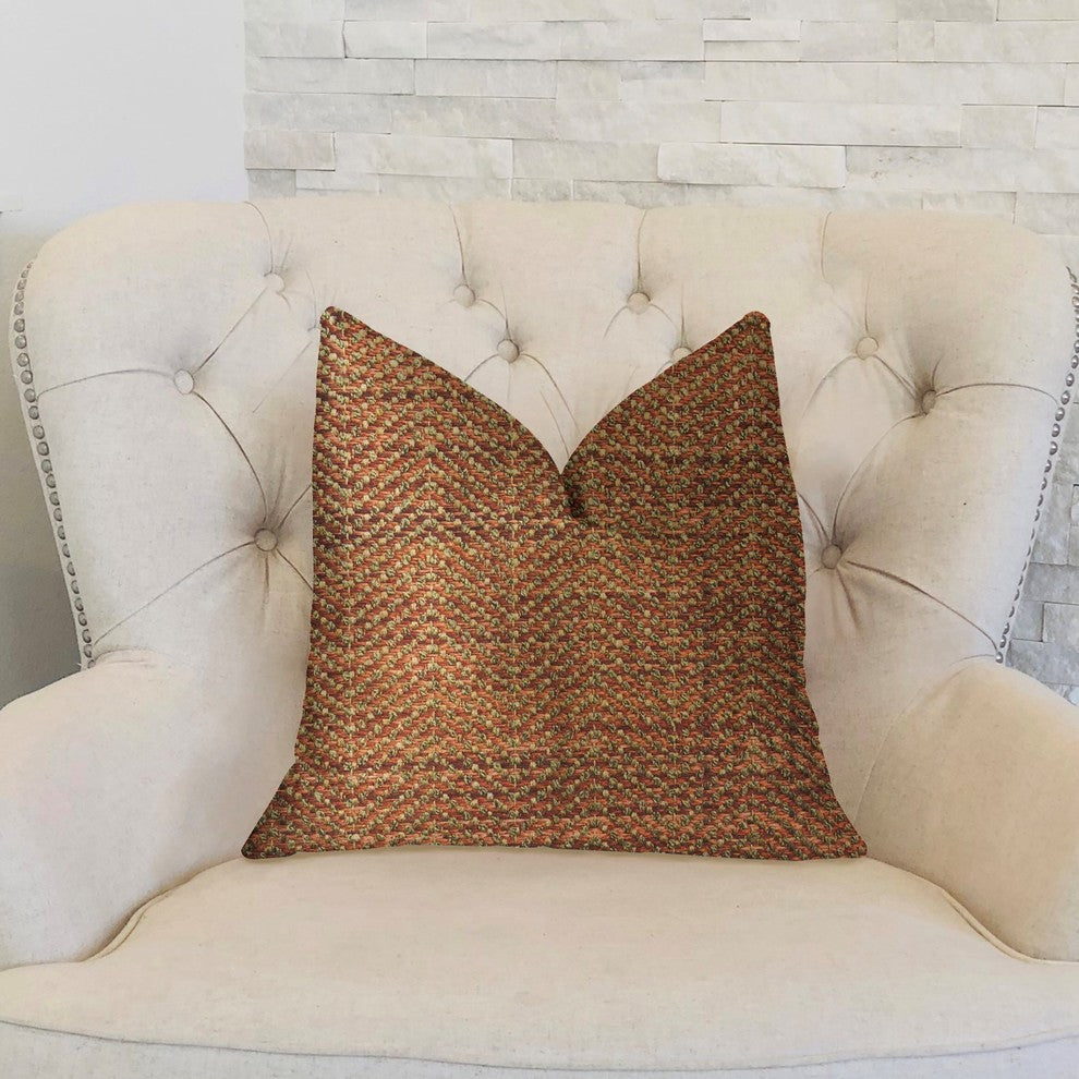 Merigold Orange and Gold Luxury Throw Pillow, 12"x20"