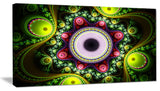 Green on Black Pattern with Circles, Abstract Canvas Art Print, 40x20