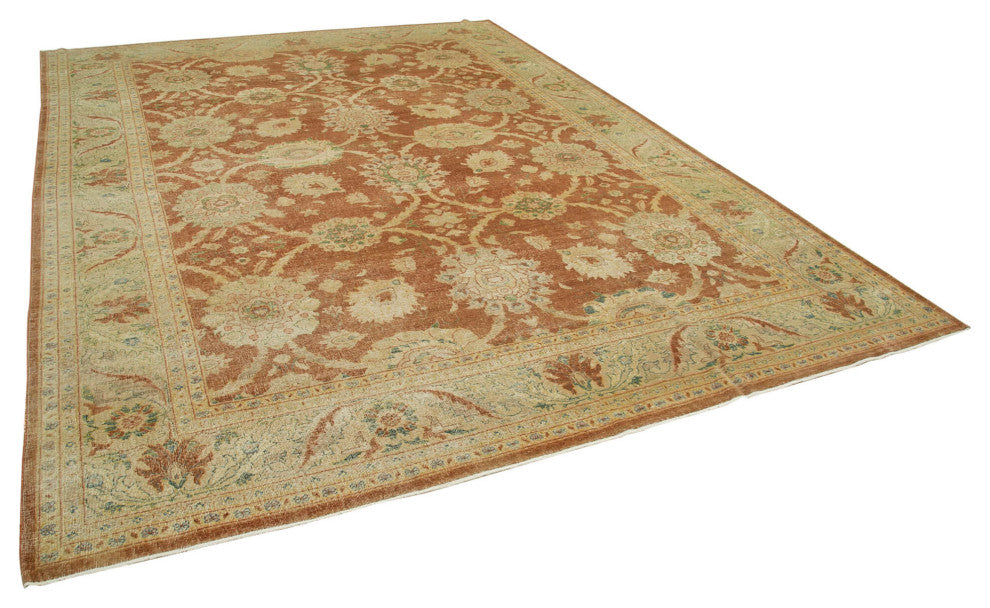 Rug N Carpet - Handmade Oriental 8' 10" x 12' 2" Wool Oushak Area Rug