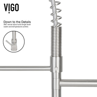 VIGO Zurich 27" H Single Handle Pull-Down Sprayer Kitchen Faucet, Stainless Steel, Without Extras