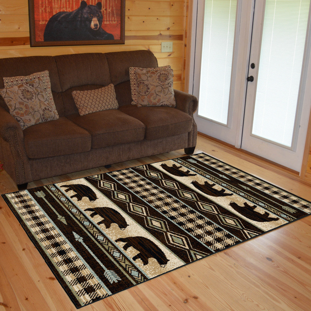 Lodge King Bear Down Lodge Area Rug, Antique, 2'3"x7'7"