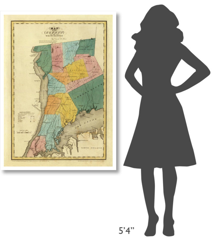 "New York - Westchester County, 1829" Paper Print by David H. Burr, 33"x46"
