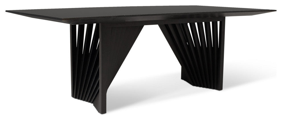 Modern Brazilian, Laguna, Glass Top Dining Table, Ebano/Black