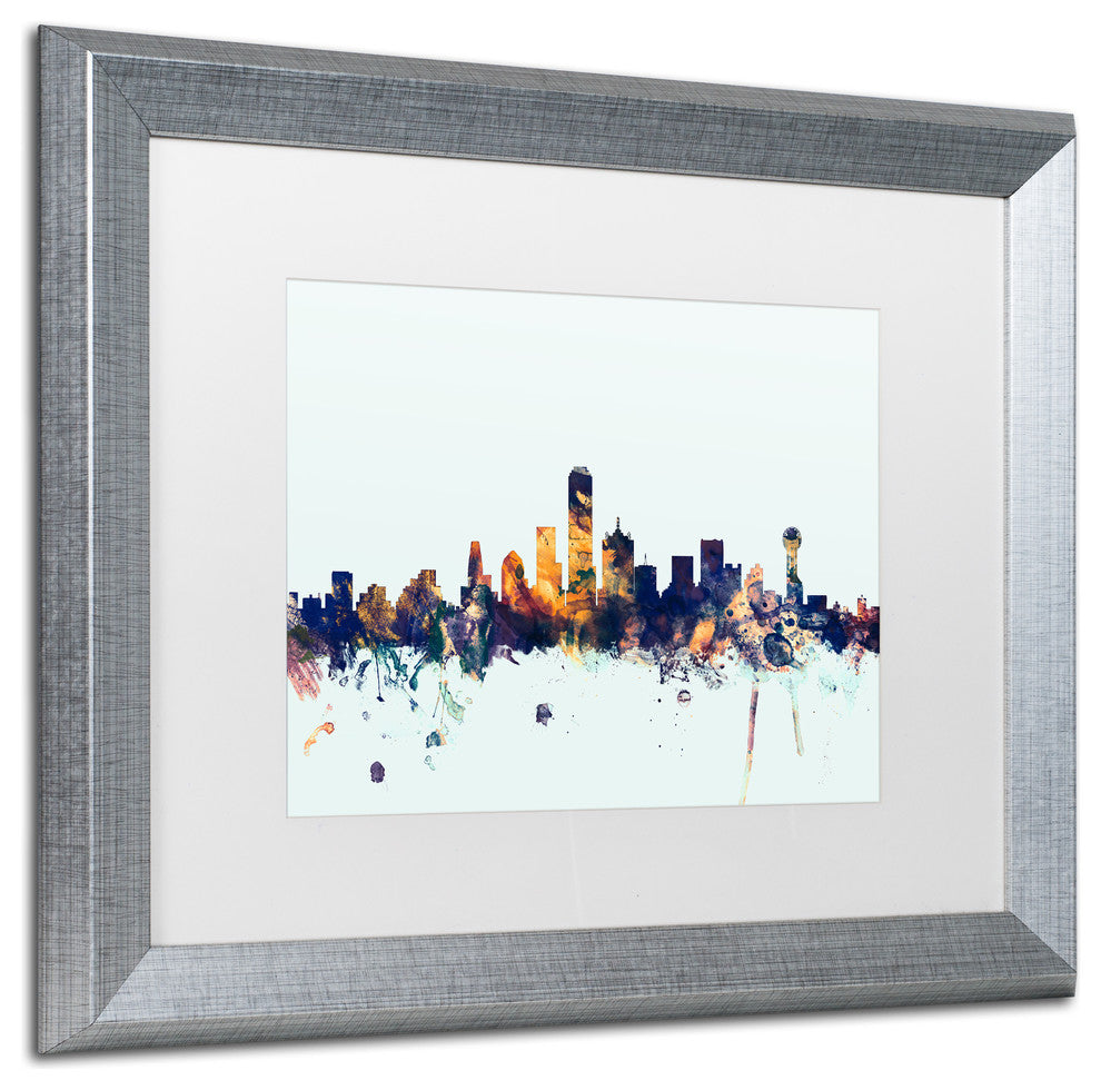 Michael Tompsett 'Dallas Texas Skyline Blue' Matted Framed Art, 16x20