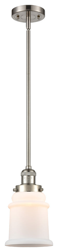 Canton 1-Light Mini Pendant, Brushed Satin Nickel, Matte White