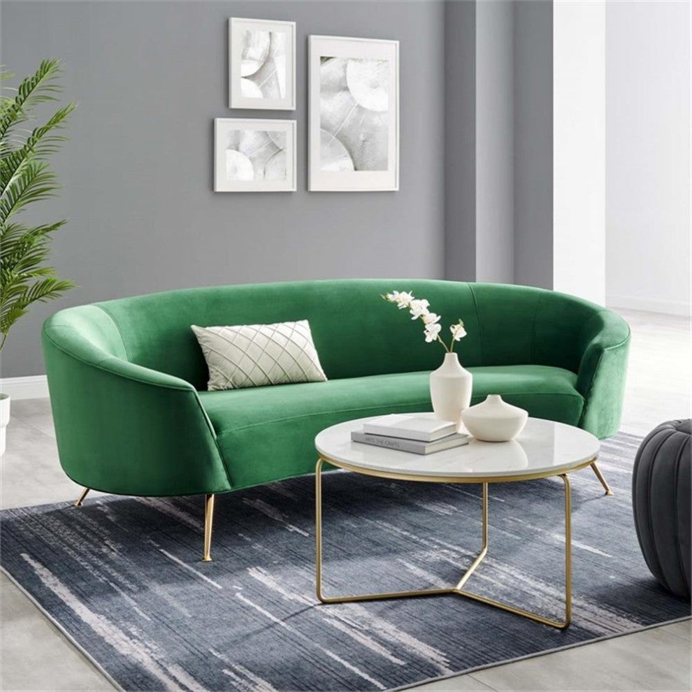 Marchesa Upholstered Performance Velvet Sofa, Emerald