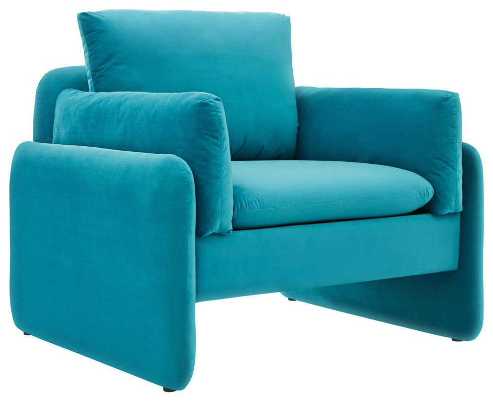 Indicate Performance Velvet Armchair Blue