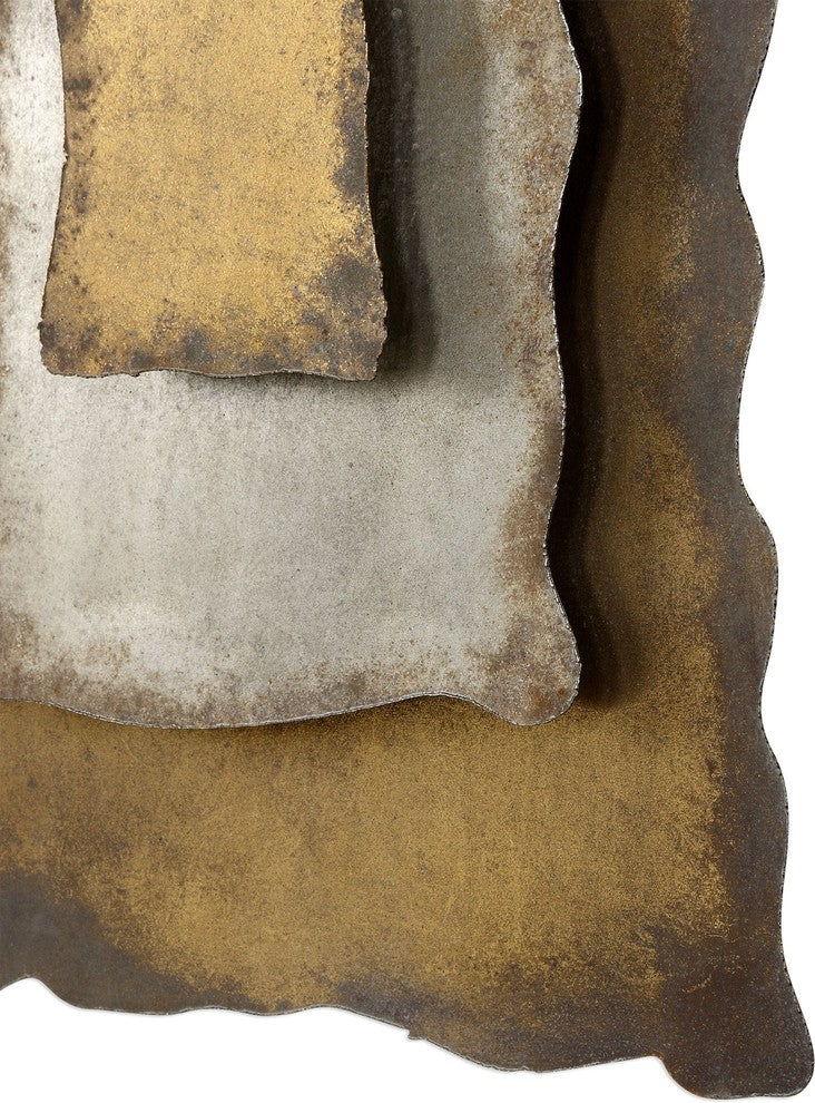 Rustic Metal Large Gold Silver Bronze Wall Panel 60 in Tall Industrial Loft