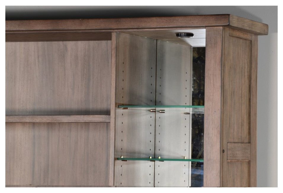 80x80" Large Buffet With Hatch Wine Rack Adjustable Glass Shelves LED Light