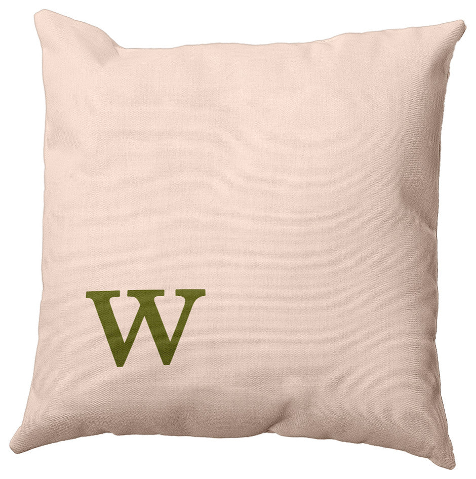 26"x26" Modern Monogram Decorative Throw Pillow, Olive