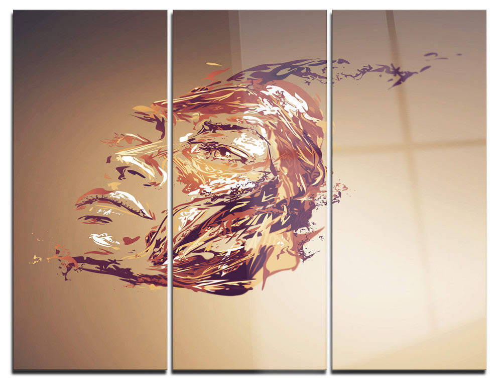 "Chocolate Portrait of Woman" Metal Wall Art, 3 Panels, 36"x28"