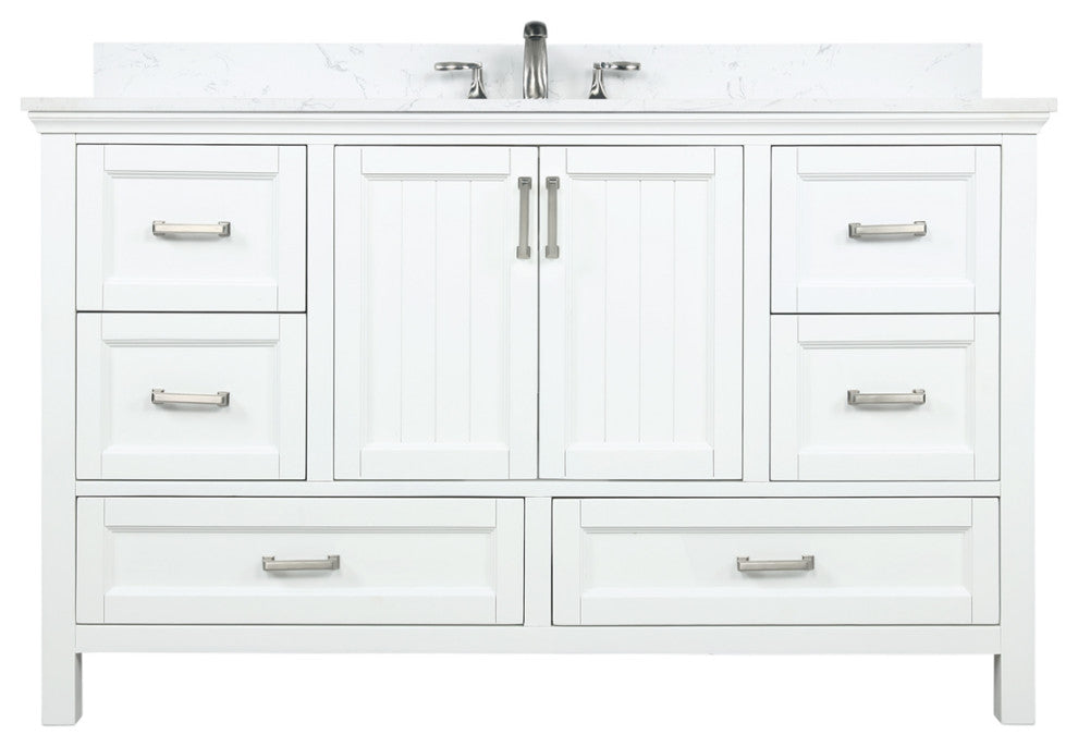 Isla 60" White Single Bathroom Vanity with Composite Stone Top