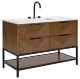 Diamond 48" Bath Vanity, Walnut/Matte Black, 48", White Quartz Top