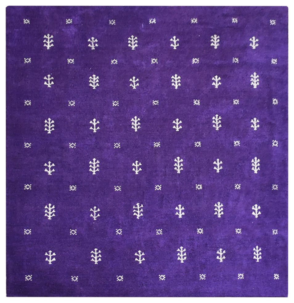 HAND KNOTTED LOOM SILK ECO-FRIENDLY AREA RUG -10'x10',Square,Purple,Contemporary