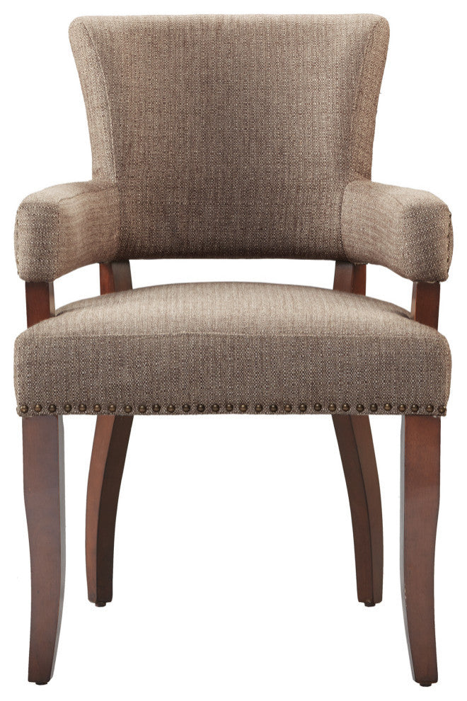 Madison Park Armed Transitional Dining Chair, Brown