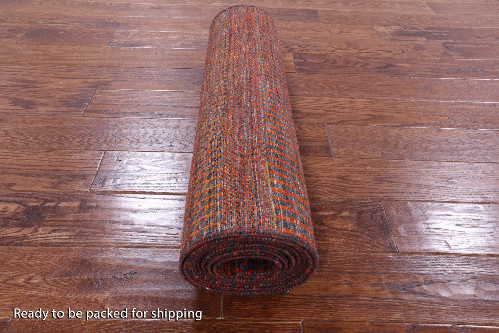 Wool & Silk Super Savannah Gabbeh Handmade Runner Rug 2' 7" X 10' 0" - Q13066