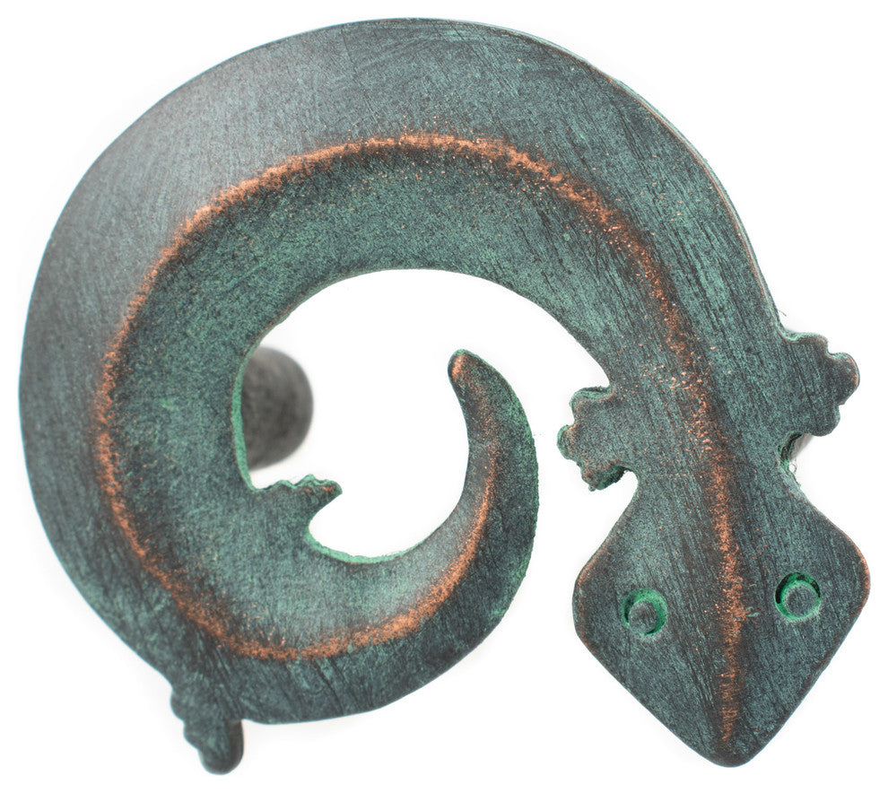 Gecko Pewter Cabinet Hardware Knob, Verde