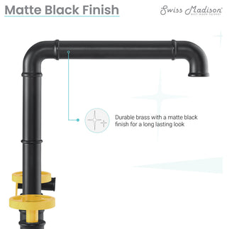 Avallon Pro Widespread Kitchen Faucet With Side Sprayer, Matte Black/Yellow