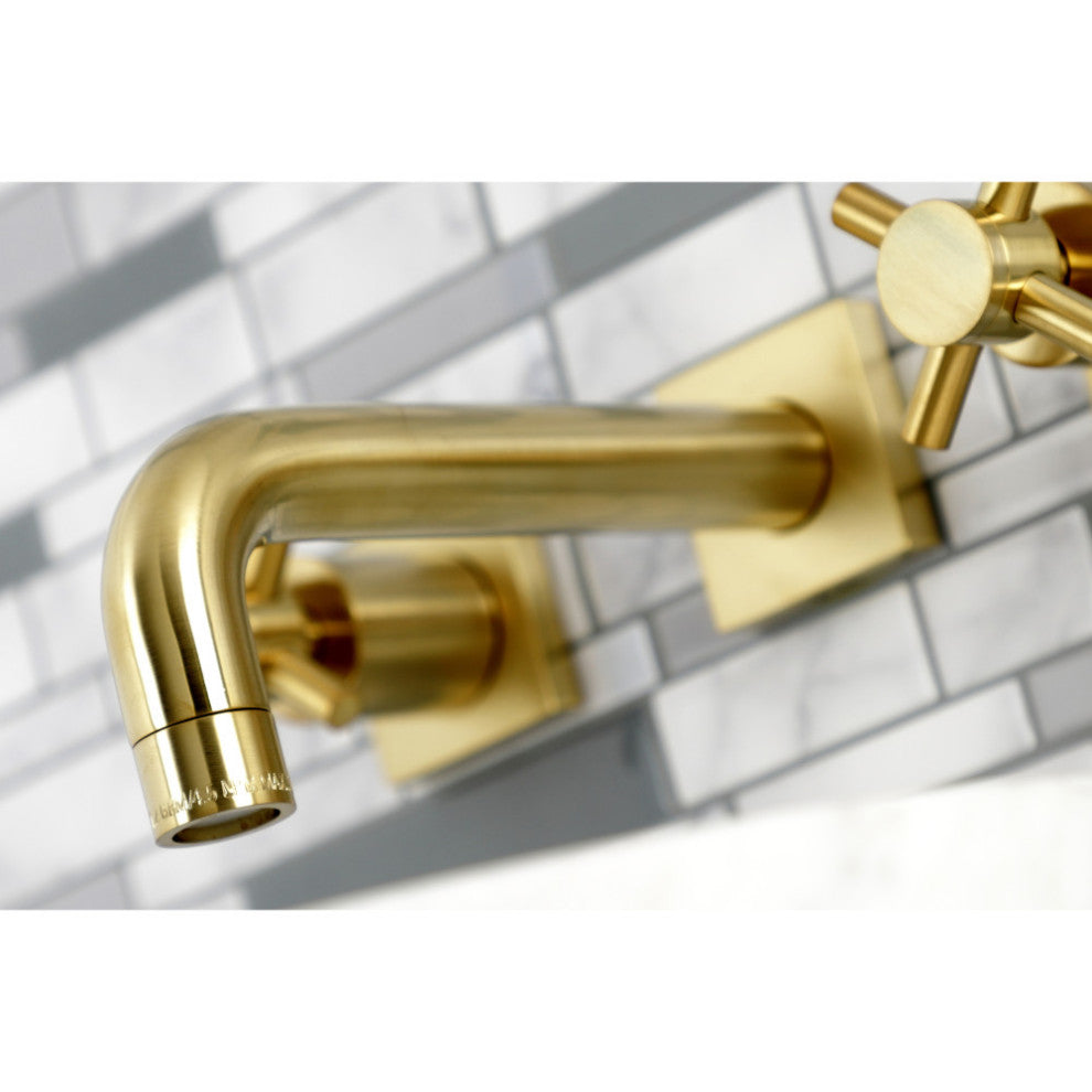 Kingston Brass KS6127DX Two-Handle Wall Mount Bathroom Faucet, Brushed Brass