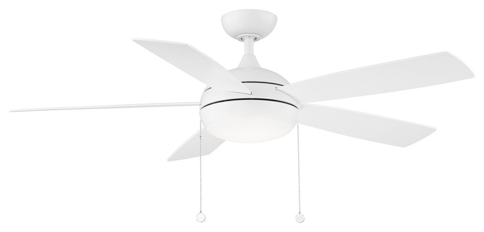 Disc II 5-Blade Ceiling Fan 52" Pull Chain Memory, Dimmable LED, Matte White