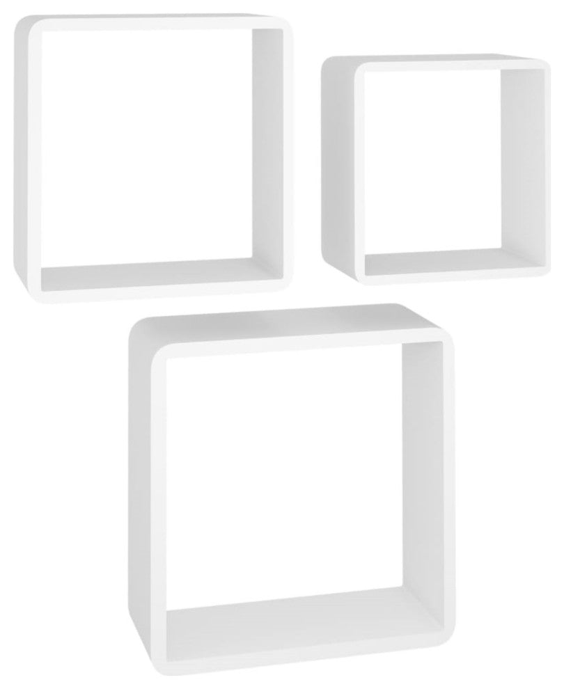 vidaXL Wall Cube Shelves 3-Piece White MDF