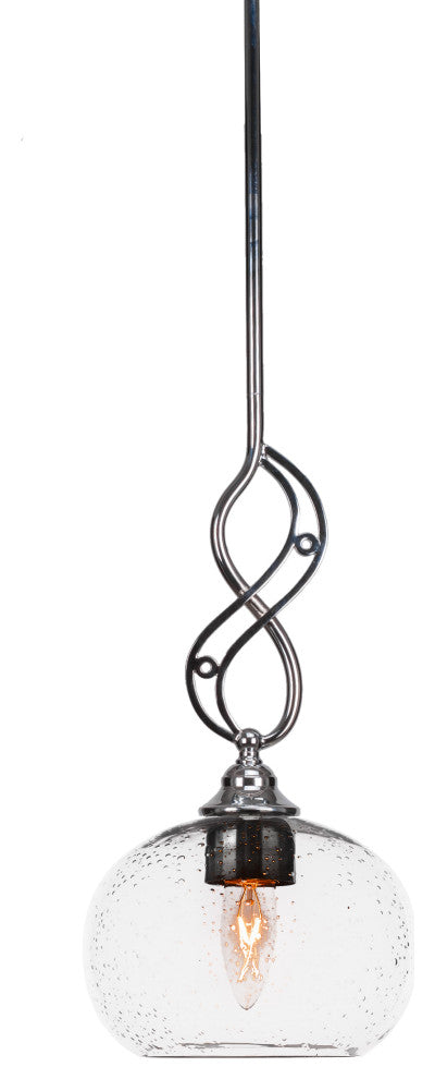 Jazz Mini Pendant In Chrome Finish With 7" Clear Bubble Glass