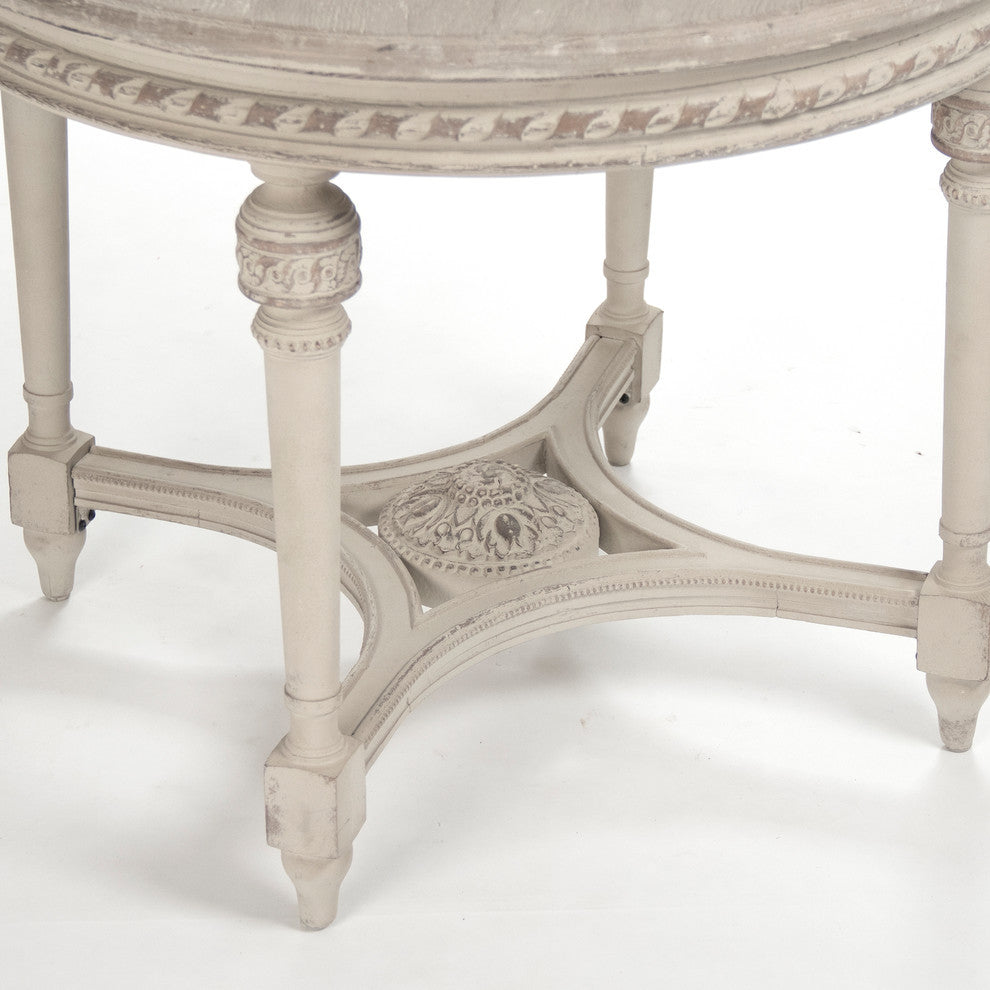 Bence Table, Weathered Top, Distressed Cream Base