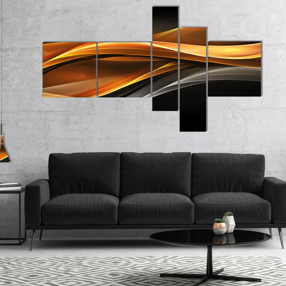 Gold Silver Inward Lines, Abstract Canvas art print, 60"x32", 5 panels