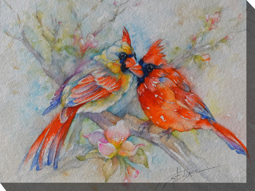 Cardinal Courtship Outdoor Art, 40"x30"