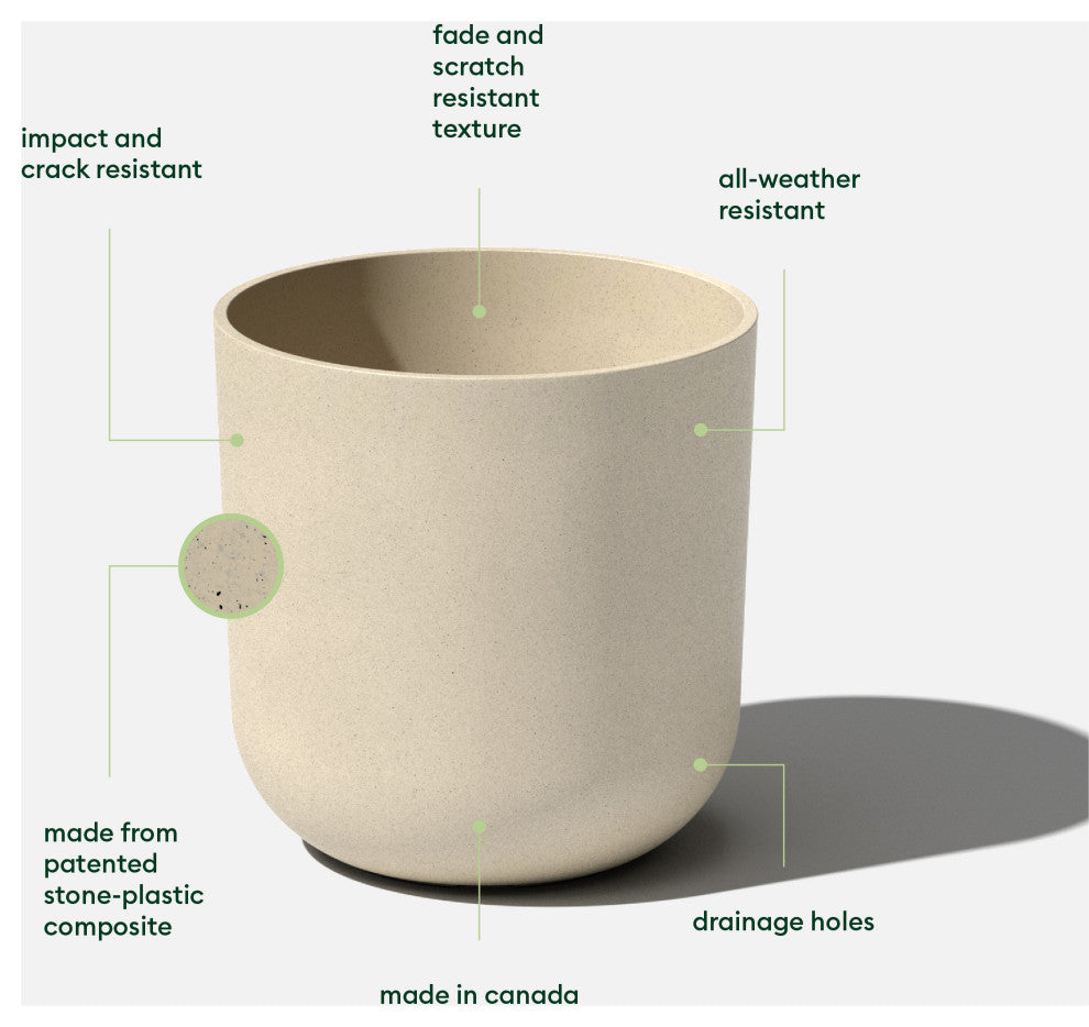 Pure Series Kona Planter, Sand, 15", 2 Pack