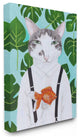 Cat Goldfish Dinner Funny Animal Portrait Painting, 30"x40"