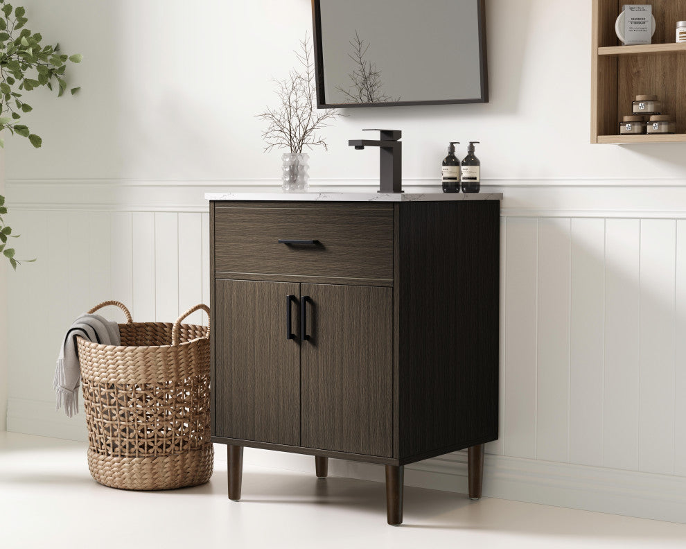 Home Living 24" Single Bathroom Vanity, Mocha Brown