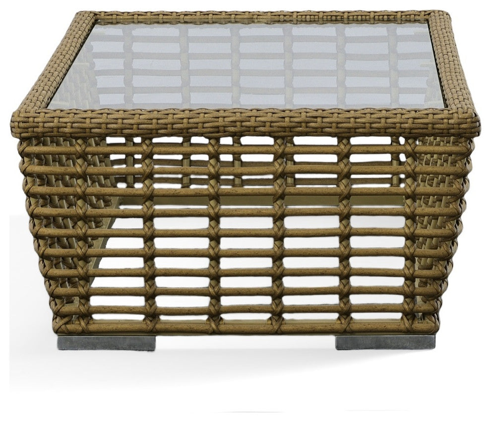 Renava Ko Tao Outdoor Glass, Wicker Coffee Table