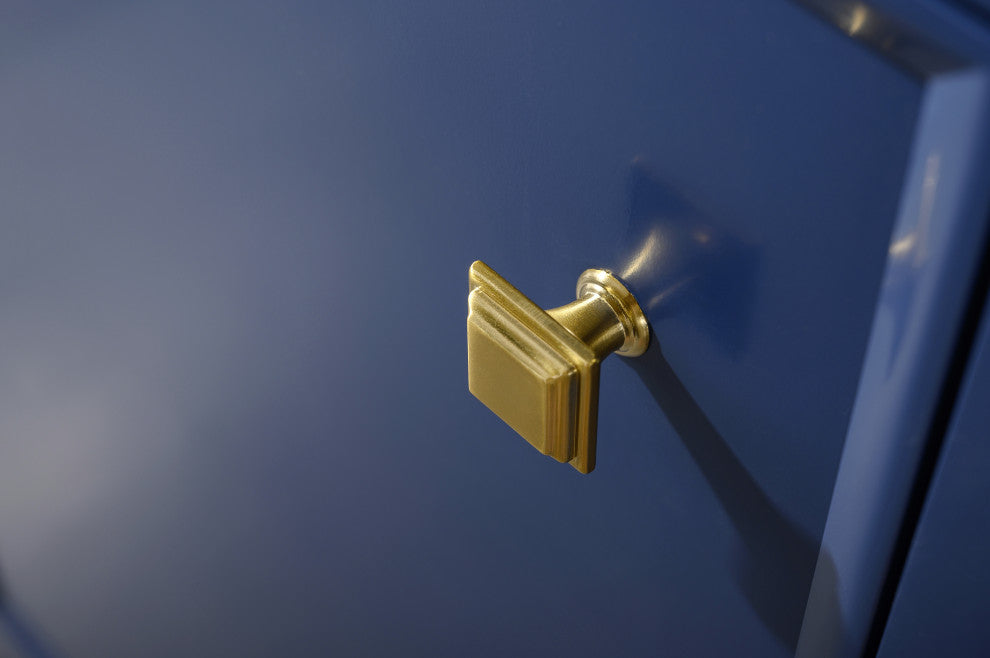 60" Double Sink Vanity Cabinet, Carrara White Top, Blue