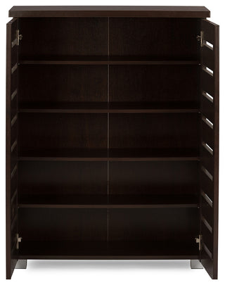 Adalwin Modern 2-Door Dark Brown Wooden Entryway Shoes Storage Cabinet