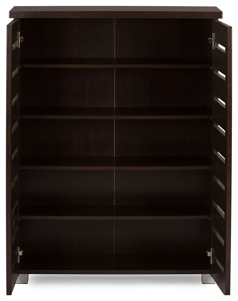 Adalwin Modern 2-Door Dark Brown Wooden Entryway Shoes Storage Cabinet